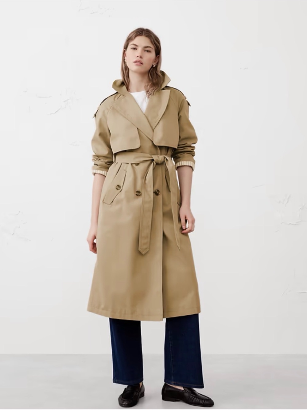 Beige Trench Coat with Belt - Women